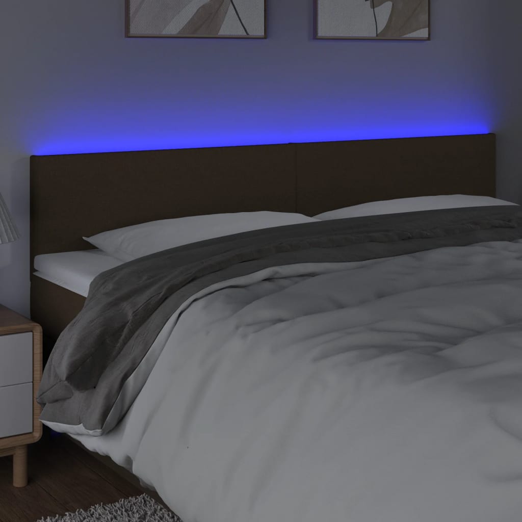 Hoofdbord LED 160x5x78/88 cm stof donkerbruin 160 x 5 x 78/88 cm Donkerbruin
