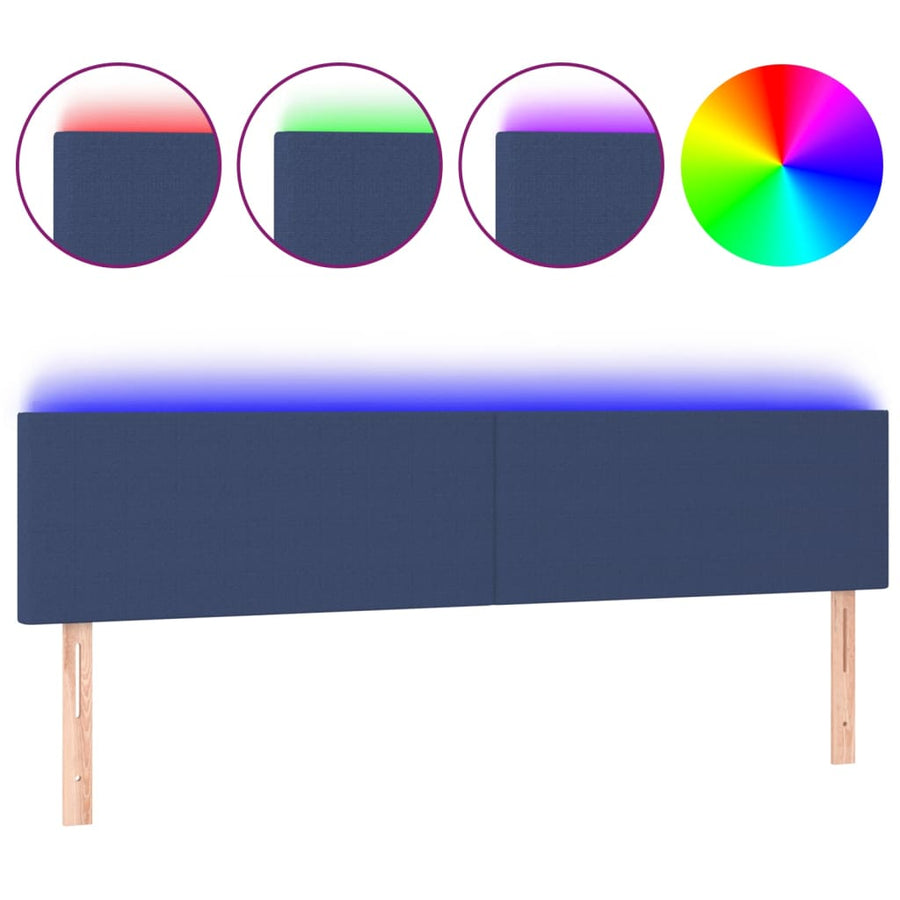 Hoofdbord Led 160X5X78/88 Cm Stof Blauw 160 x 5 x 78/88 cm