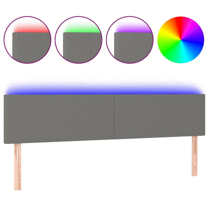Hoofdbord LED 180x5x78/88 cm stof donkergrijs 180 x 5 x 78/88 cm Donkergrijs