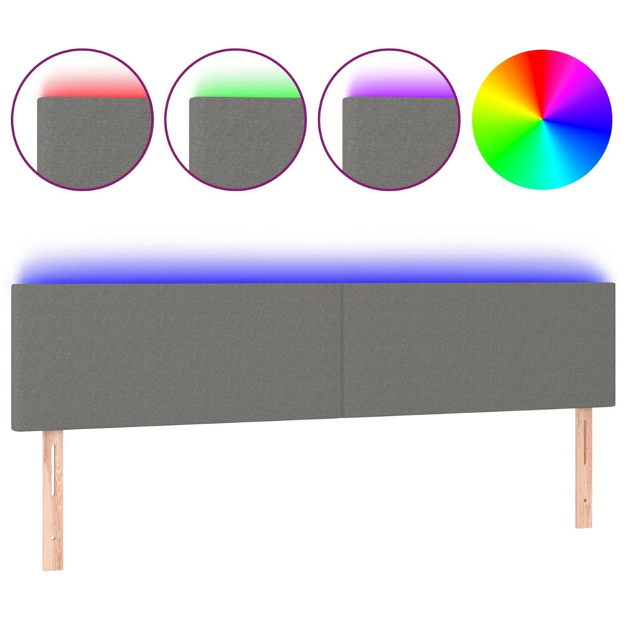 Hoofdbord LED 180x5x78/88 cm stof donkergrijs 180 x 5 x 78/88 cm Donkergrijs
