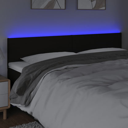 Hoofdbord LED 180x5x78/88 cm stof zwart 180 x 5 x 78/88 cm Zwart