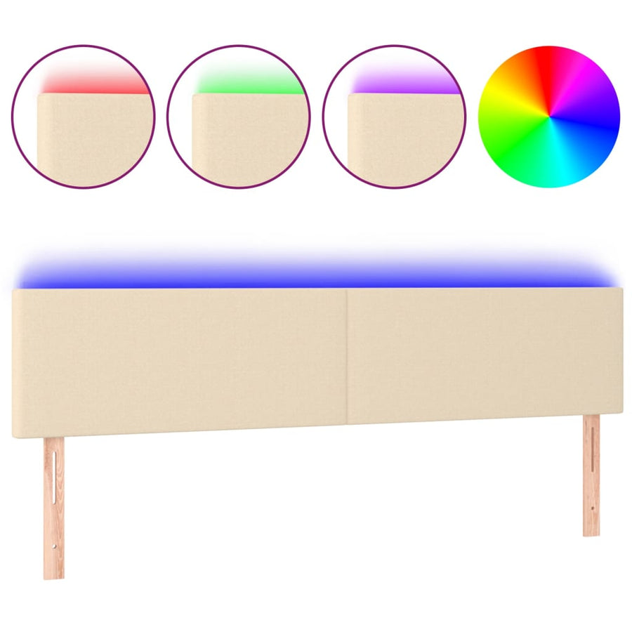Hoofdbord LED 180x5x78/88 cm stof crèmekleurig 180 x 5 x 78/88 cm Crème