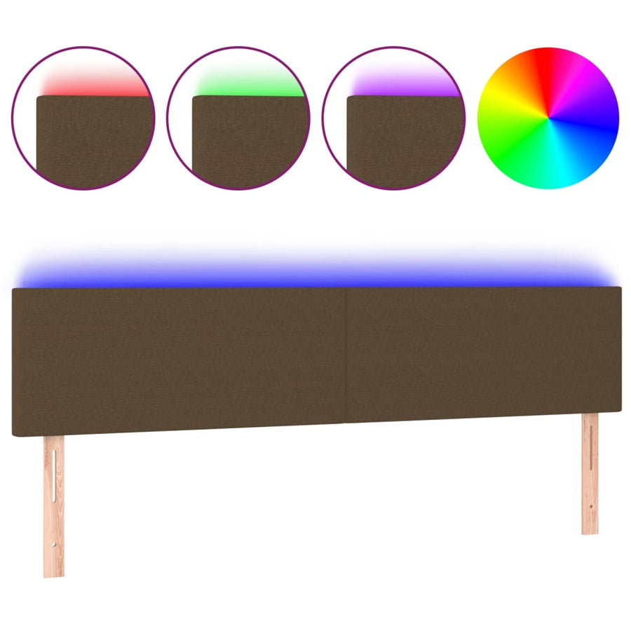 Hoofdbord LED 200x5x78/88 cm stof donkerbruin 200 x 5 x 78/88 cm Donkerbruin