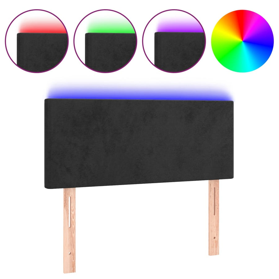 Hoofdbord Led Fluweel 80 x 5 x 78/88 cm Zwart