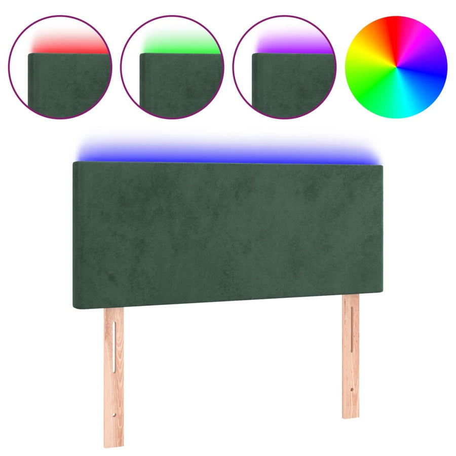 Hoofdbord Led 80X5X78/88 Cm Fluweel Donkergroen 80 x 5 x 78/88 cm