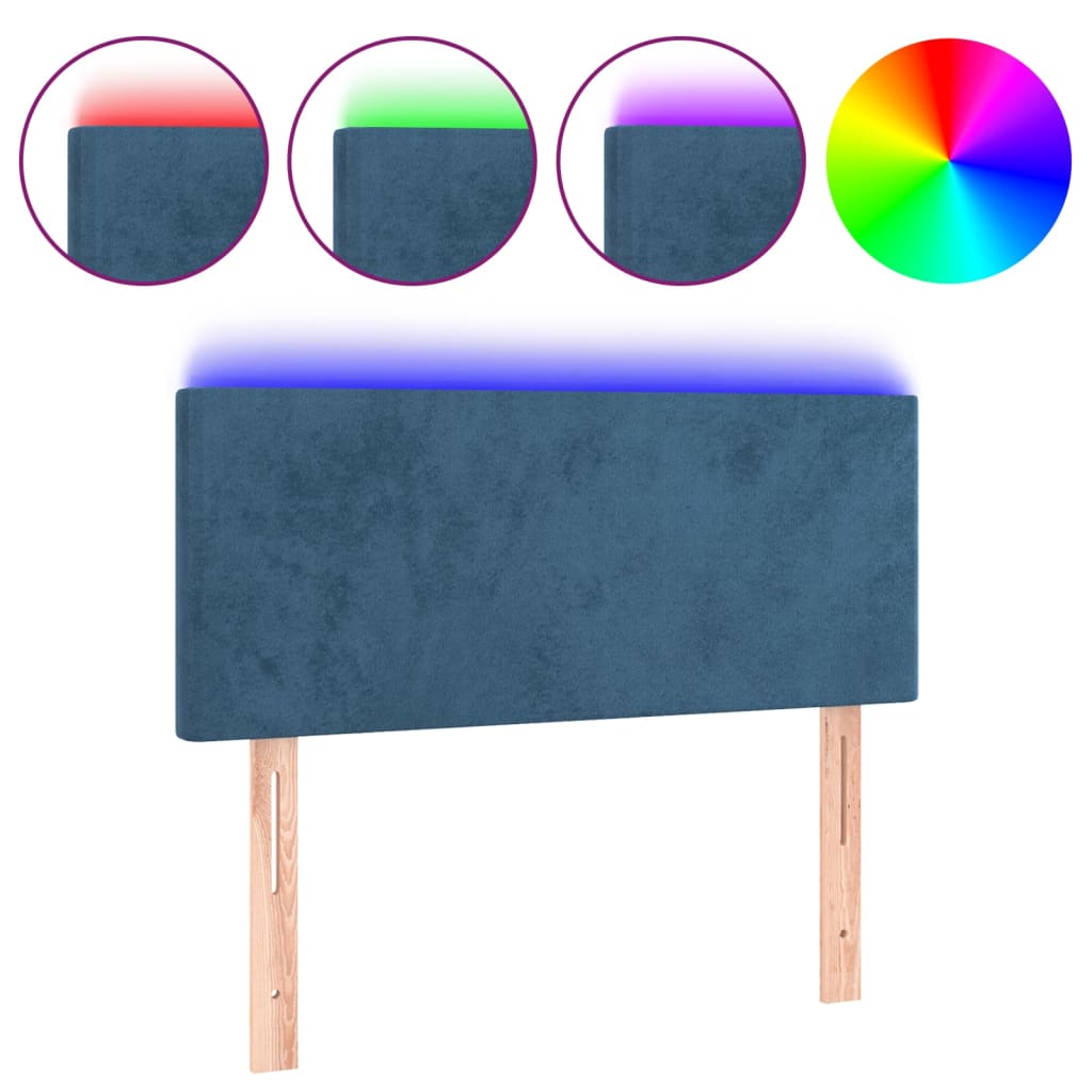 Hoofdbord LED 80x5x78/88 cm fluweel donkerblauw 80 x 5 x 78/88 cm Donkerblauw