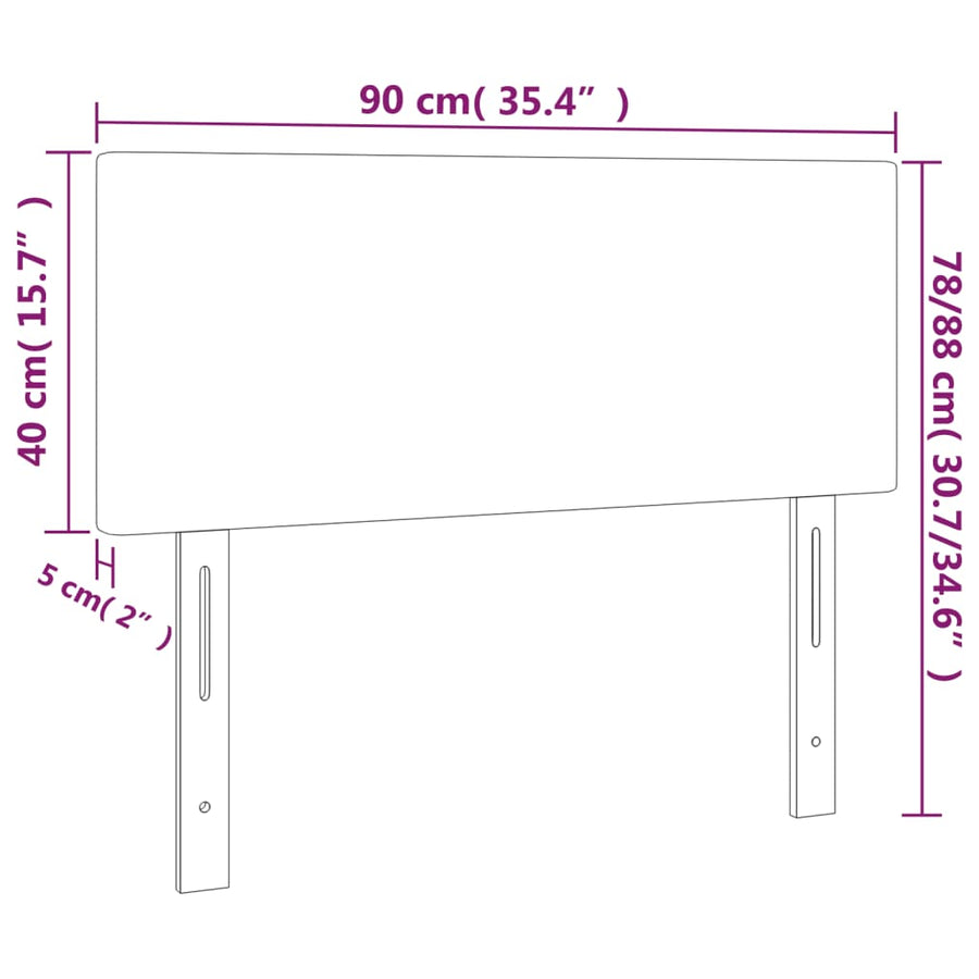 Hoofdbord Led 90X5X78/88 Cm Fluweel Donkergrijs