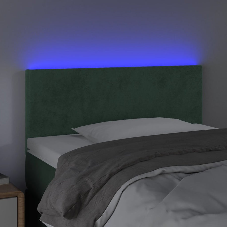 Hoofdbord LED 90x5x78/88 cm fluweel donkergroen 90 x 5 x 78/88 cm Donkergroen