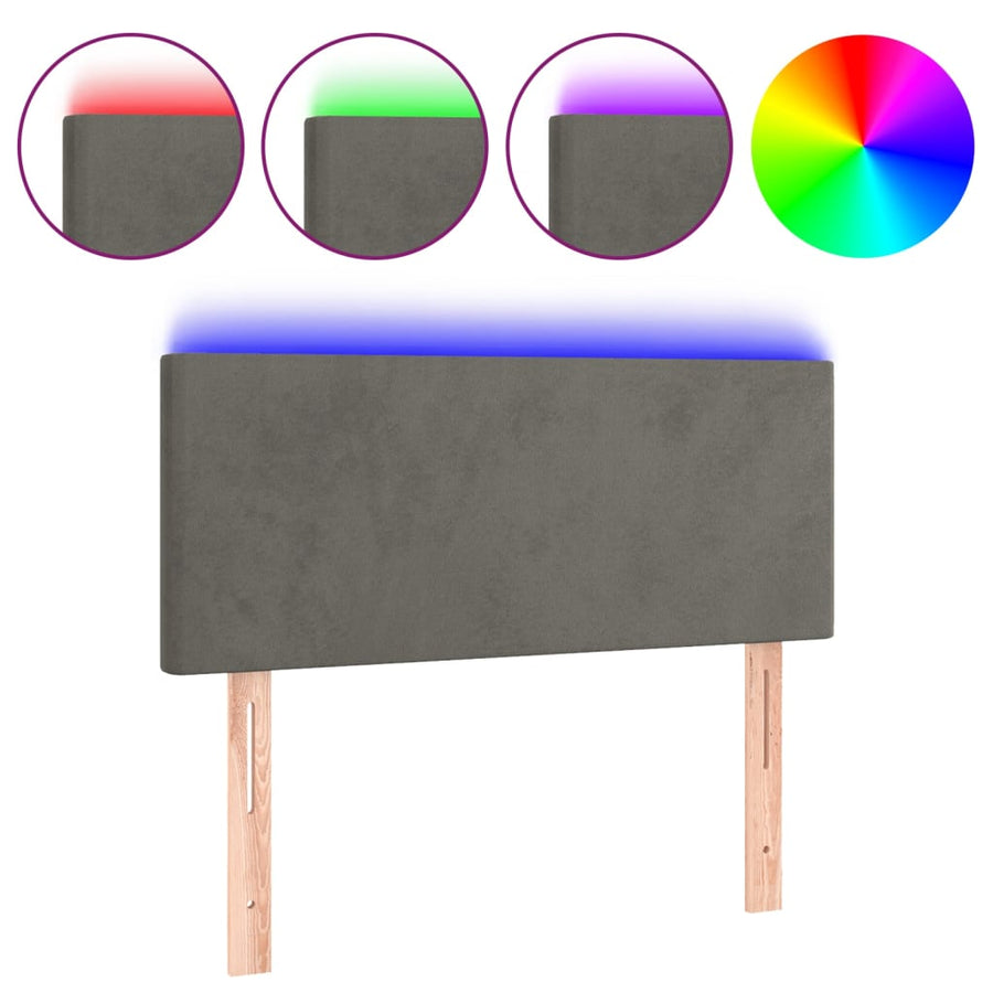 Hoofdbord LED 100x5x78/88 cm fluweel donkergrijs 100 x 5 x 78/88 cm Donkergrijs