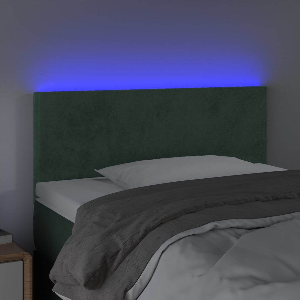 Hoofdbord LED 100x5x78/88 cm fluweel donkergroen 100 x 5 x 78/88 cm Donkergroen