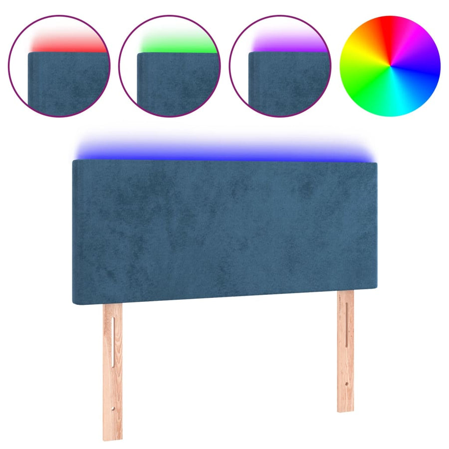Hoofdbord LED 100x5x78/88 cm fluweel donkerblauw 100 x 5 x 78/88 cm Donkerblauw