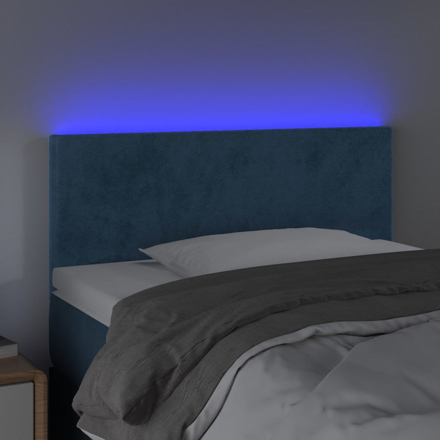 Hoofdbord LED 100x5x78/88 cm fluweel donkerblauw 100 x 5 x 78/88 cm Donkerblauw