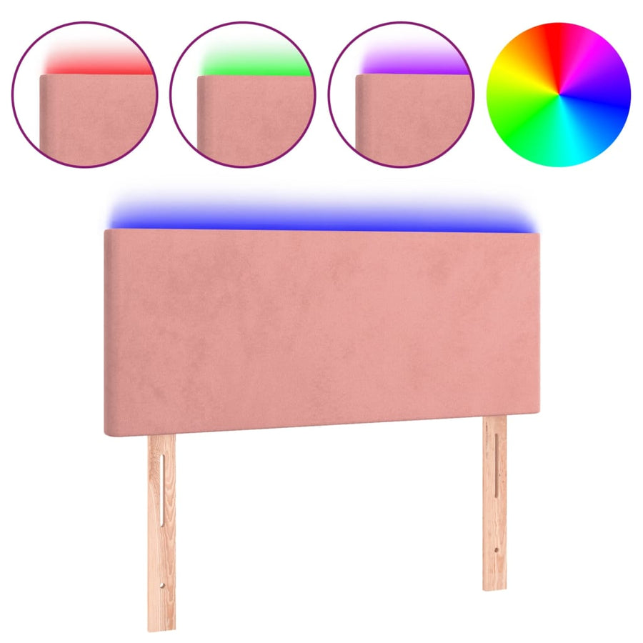 Hoofdbord LED 100x5x78/88 cm fluweel roze 100 x 5 x 78/88 cm Roze