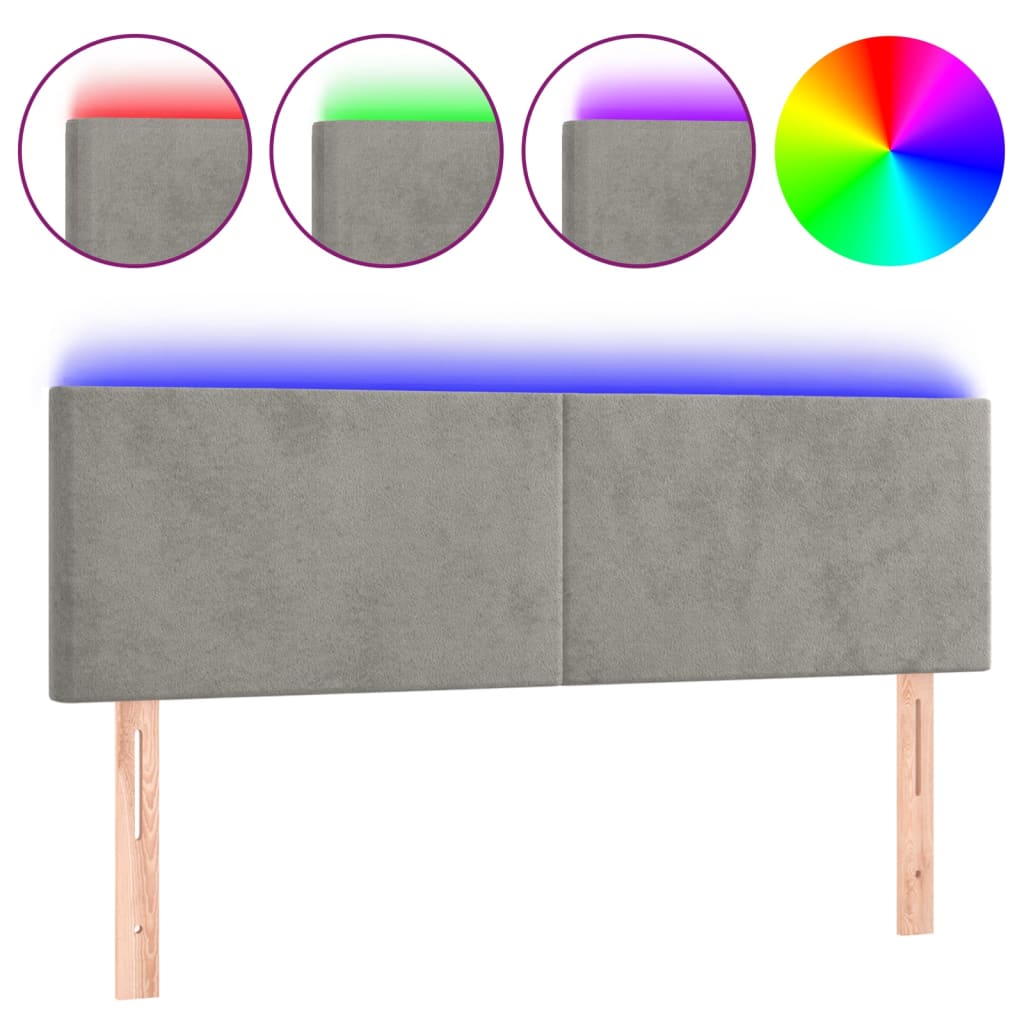 Hoofdbord Led 144X5X78/88 Cm Fluweel Lichtgrijs