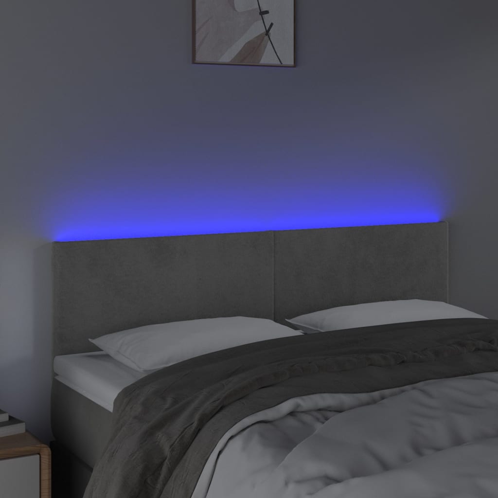 Hoofdbord Led 144X5X78/88 Cm Fluweel Lichtgrijs