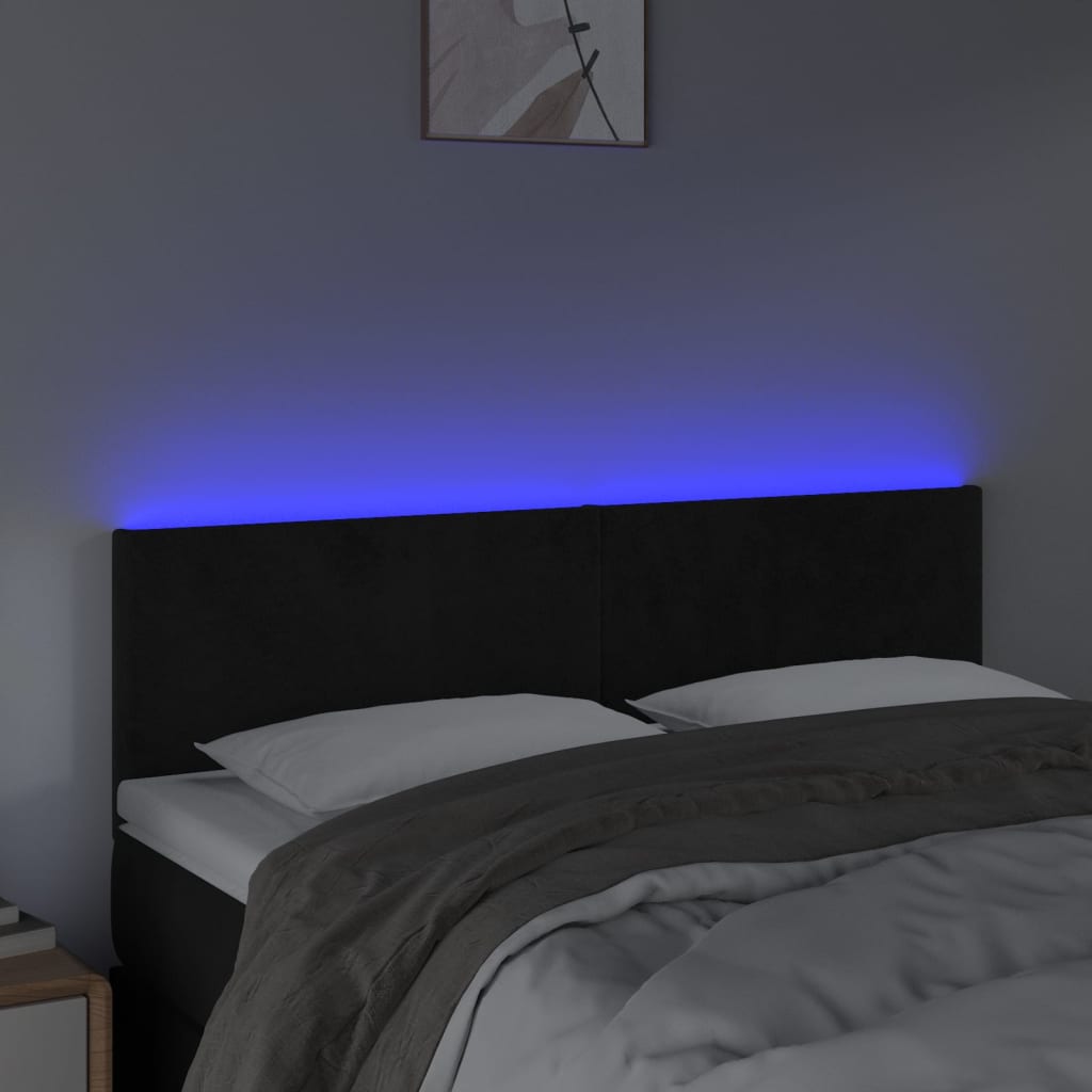 Hoofdbord Led 144X5X78/88 Cm Fluweel Zwart