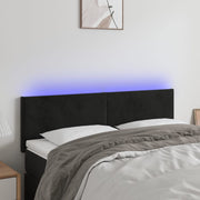 Hoofdbord 144x5x78/88 cm fluweel zwart LED