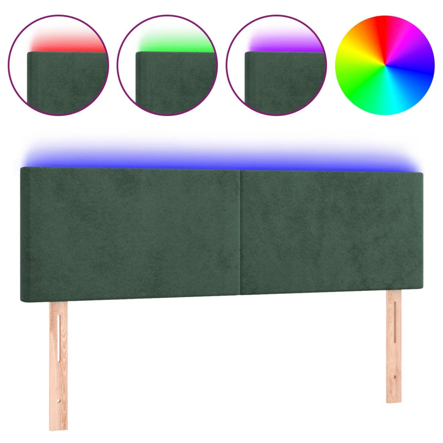 Hoofdbord LED 144x5x78/88 cm fluweel donkergroen 144 x 5 x 78/88 cm Donkergroen