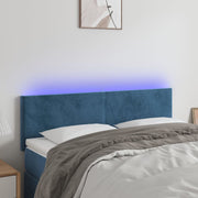Hoofdbord 144x5x78/88 cm fluweel donkerblauw LED