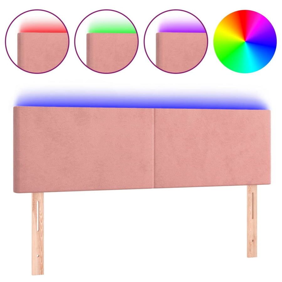 Hoofdbord Led 144X5X78/88 Cm Fluweel Roze
