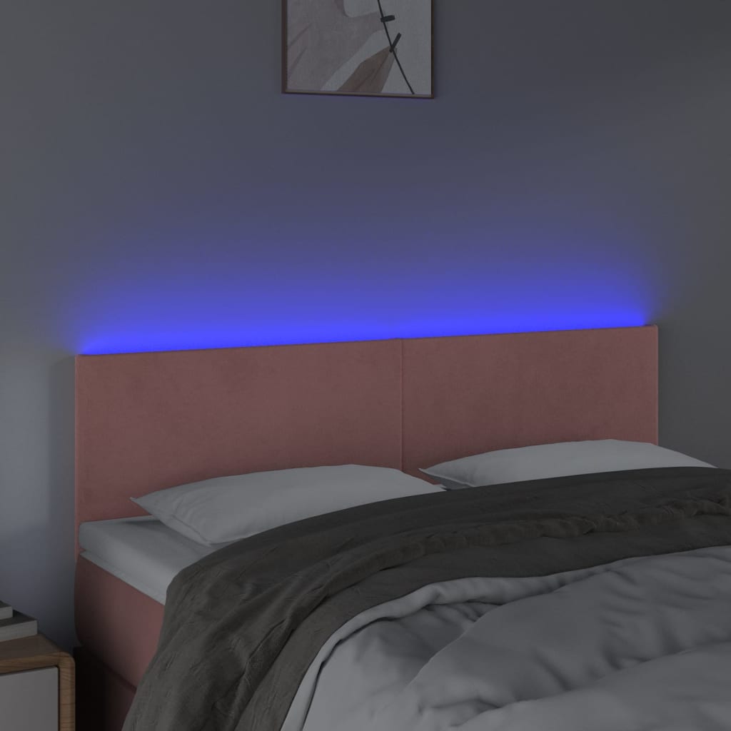 Hoofdbord Led 144X5X78/88 Cm Fluweel Roze