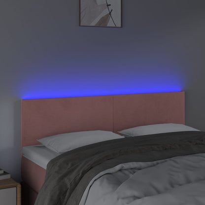Hoofdbord Led 144X5X78/88 Cm Fluweel Roze