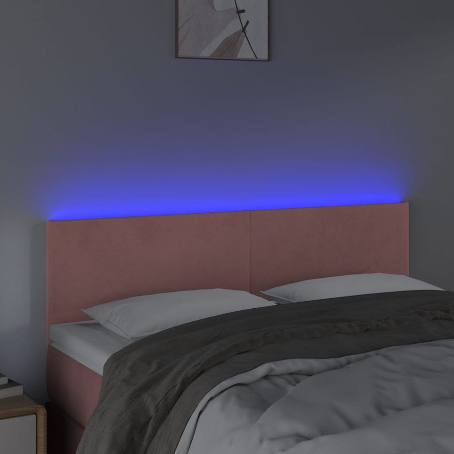 Hoofdbord Led 144X5X78/88 Cm Fluweel Roze