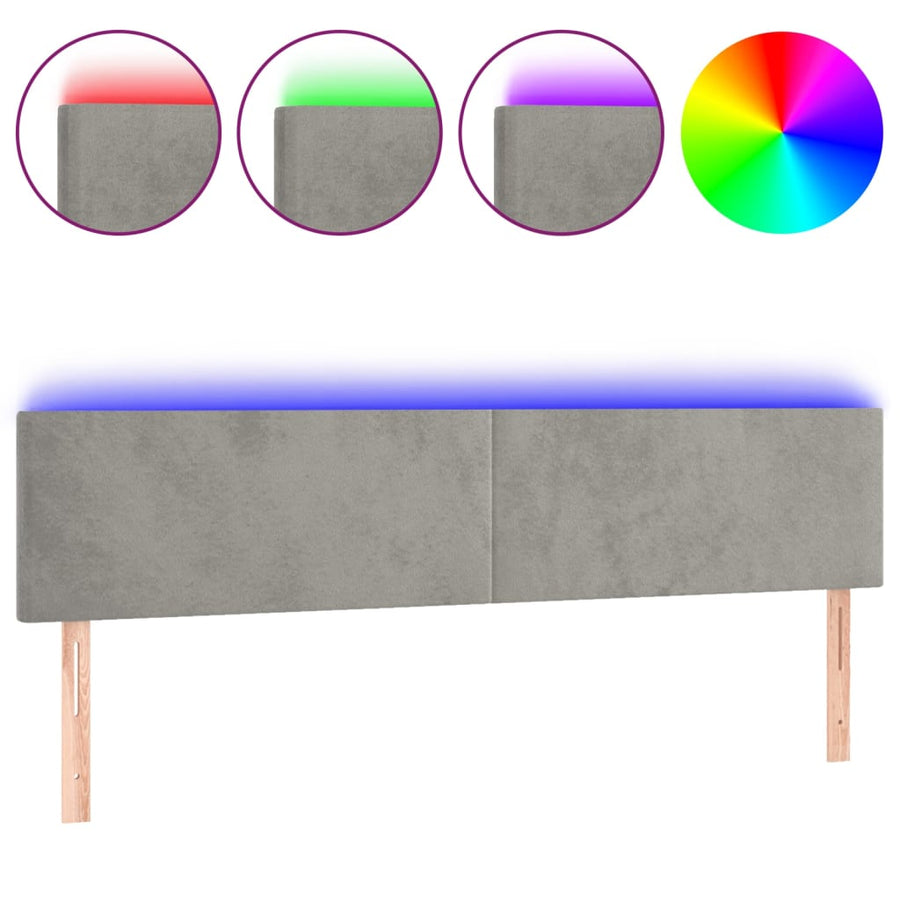 Hoofdbord Led 160X5X78/88 Cm Fluweel Lichtgrijs