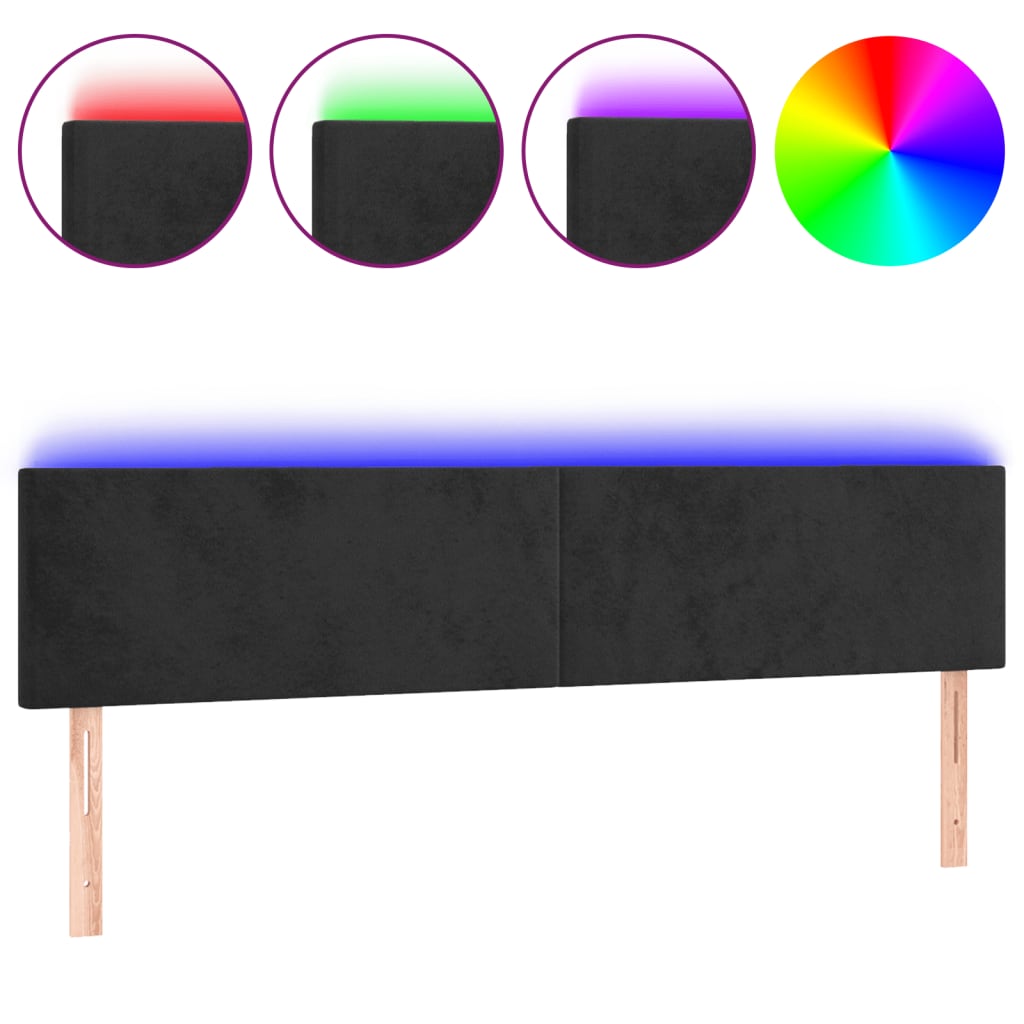 Hoofdbord Led 160X5X78/88 Cm Fluweel Zwart