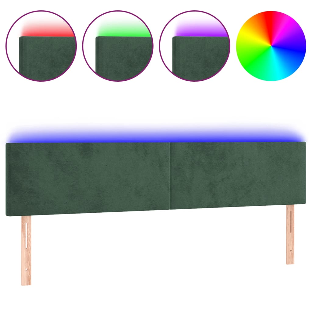 Hoofdbord LED 160x5x78/88 cm fluweel donkergroen 160 x 5 x 78/88 cm Donkergroen