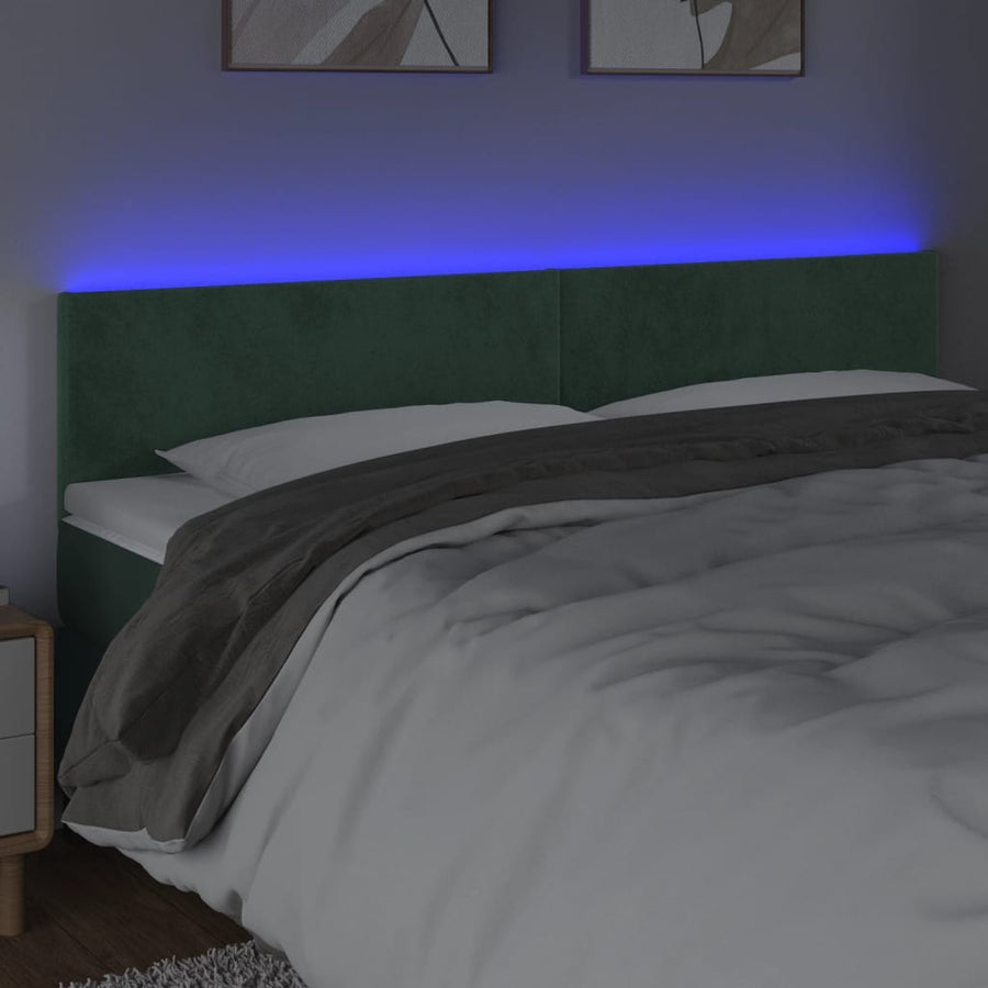 Hoofdbord LED 160x5x78/88 cm fluweel donkergroen 160 x 5 x 78/88 cm Donkergroen