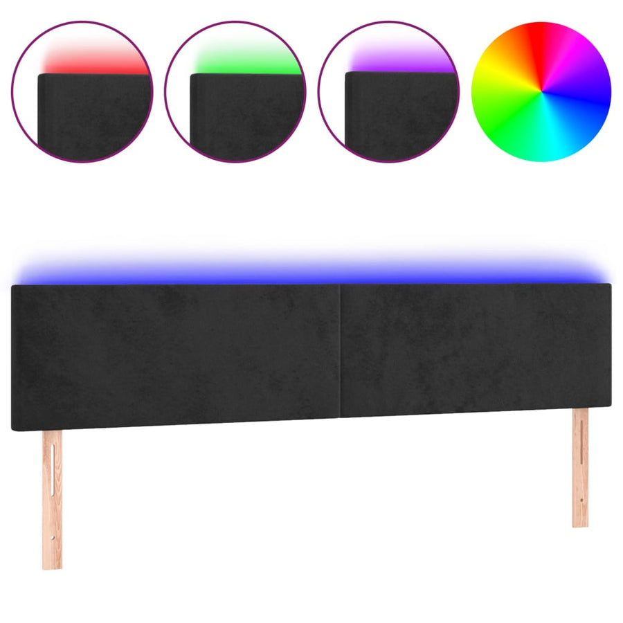 Hoofdbord Led 180X5X78/88 Cm Fluweel Zwart
