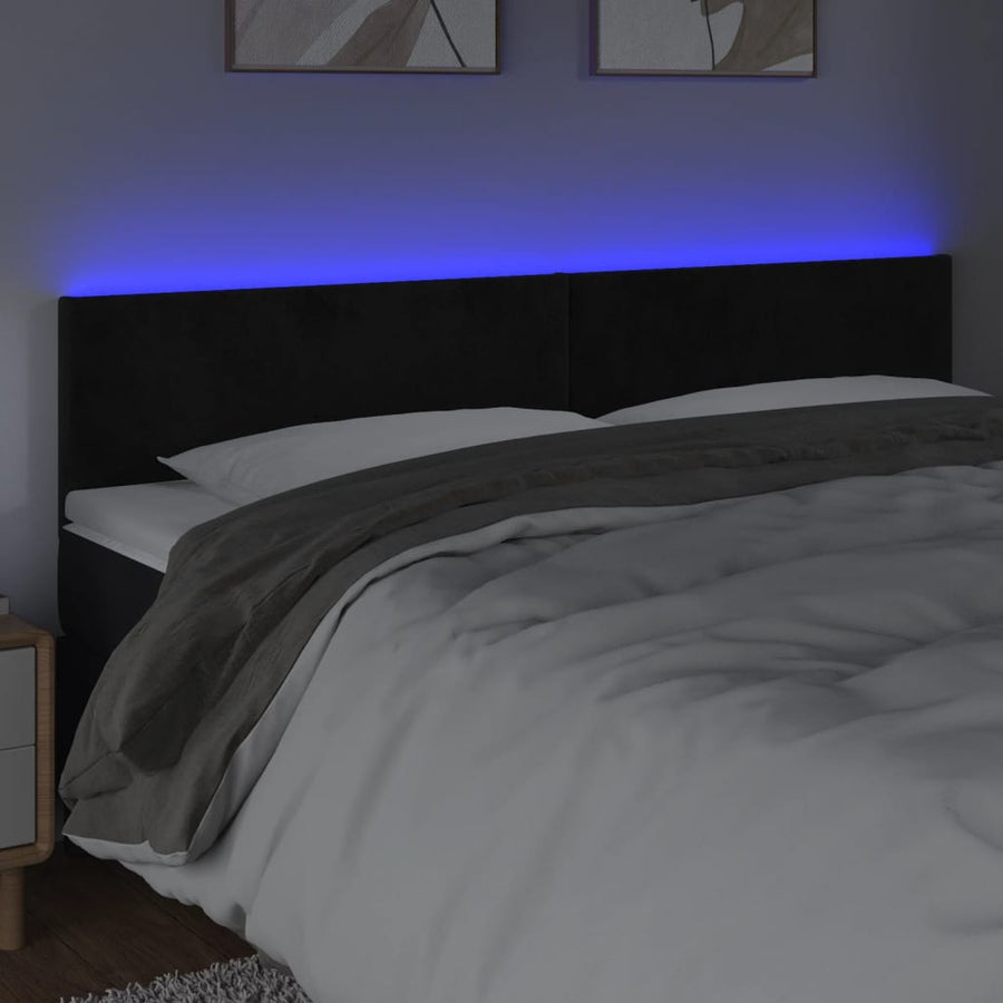 Hoofdbord Led 180X5X78/88 Cm Fluweel Zwart
