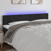 Hoofdbord 180x5x78/88 cm fluweel zwart met LED