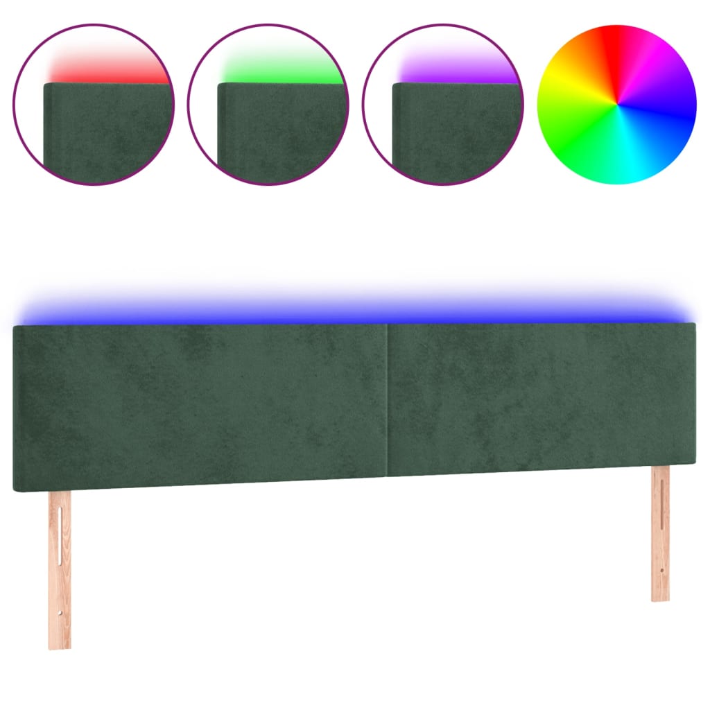 Hoofdbord LED 180x5x78/88 cm fluweel donkergroen