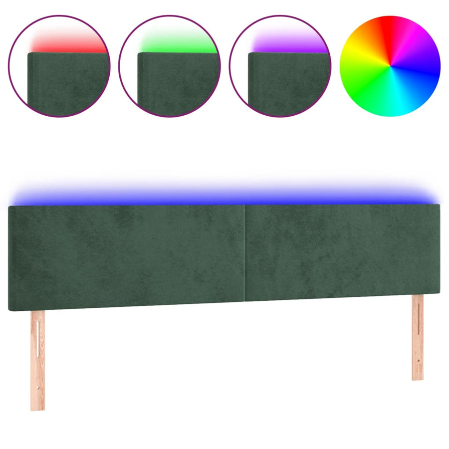 Hoofdbord LED 180x5x78/88 cm fluweel donkergroen