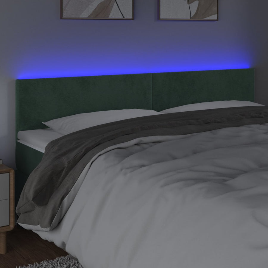 Hoofdbord LED 180x5x78/88 cm fluweel donkergroen