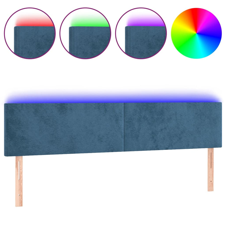 Hoofdbord Led 180X5X78/88 Cm Fluweel Donkerblauw 180 x 5 x 78/88 cm