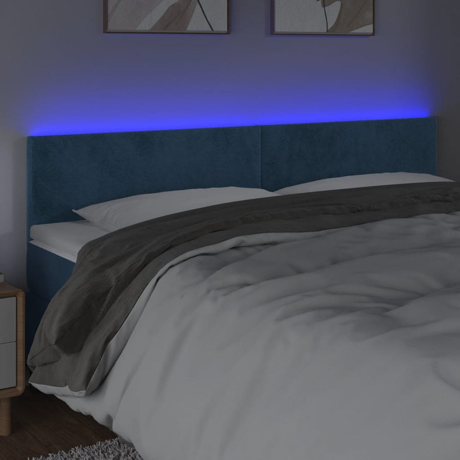Hoofdbord Led 180X5X78/88 Cm Fluweel Donkerblauw 180 x 5 x 78/88 cm