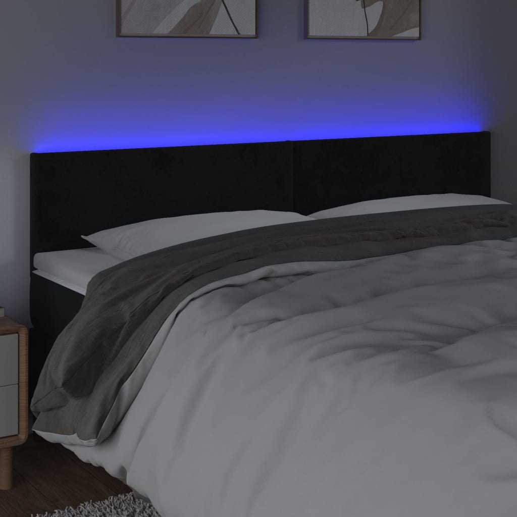 Hoofdbord Led 200X5X78/88 Cm Fluweel Zwart