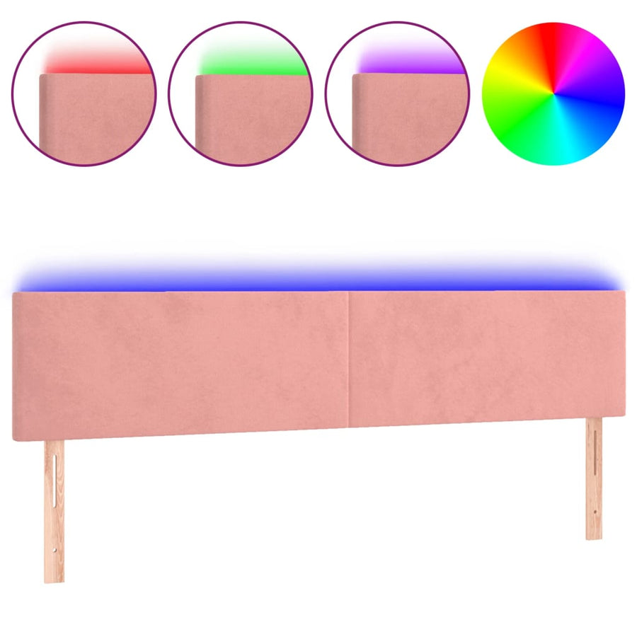 Hoofdbord Led 200X5X78/88 Cm Fluweel Roze