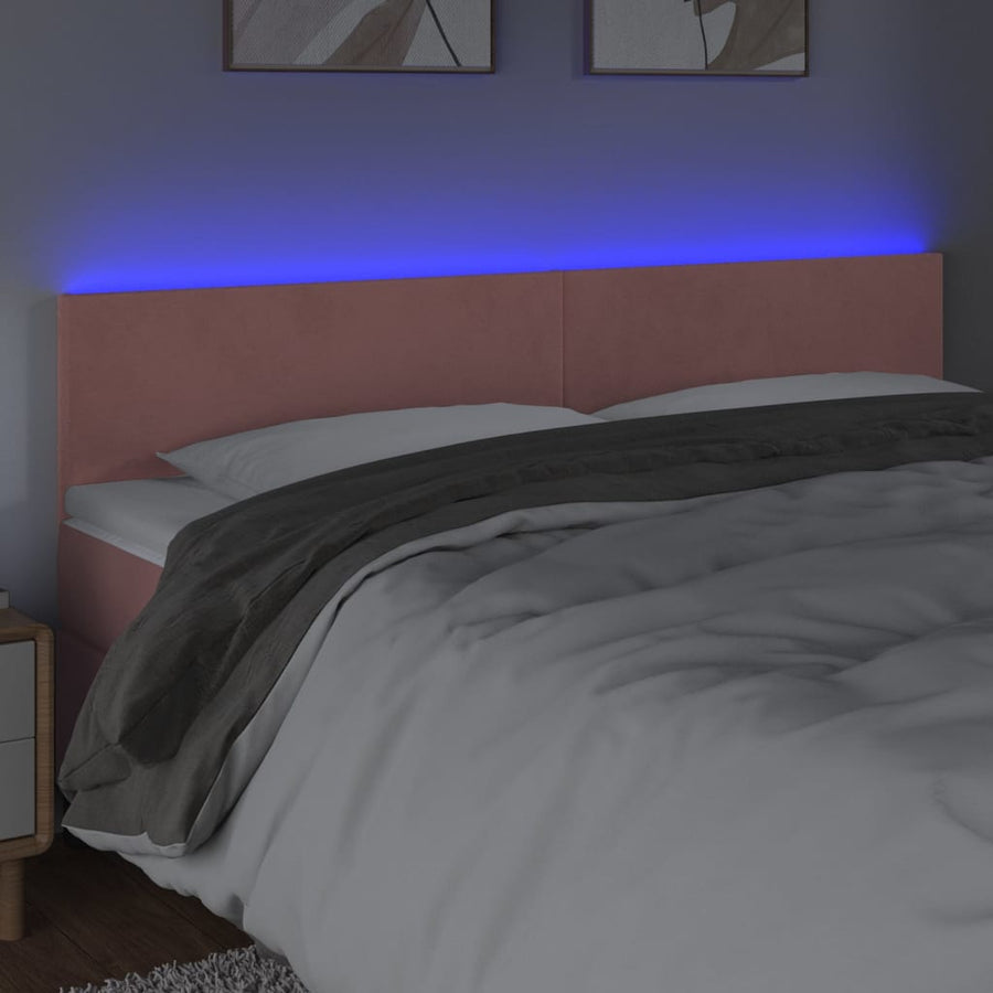 Hoofdbord Led 200X5X78/88 Cm Fluweel Roze