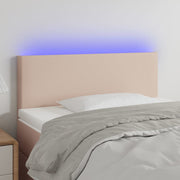 Hoofdbord 80x5x78/88 cm kunstleer cappuccino met LED