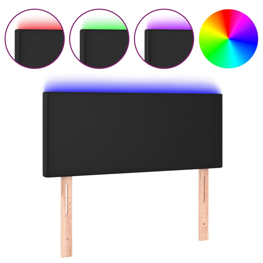 Hoofdbord LED 90x5x78/88 cm kunstleer zwart 90 x 5 x 78/88 cm Zwart