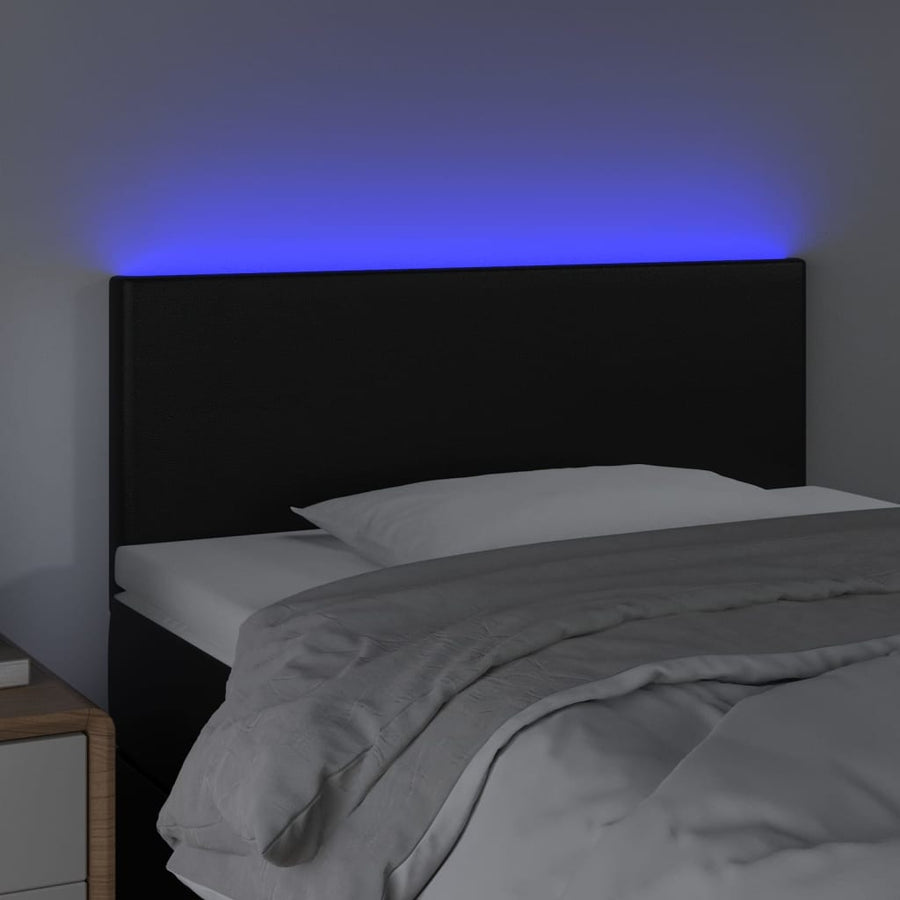 Hoofdbord LED 90x5x78/88 cm kunstleer zwart 90 x 5 x 78/88 cm Zwart