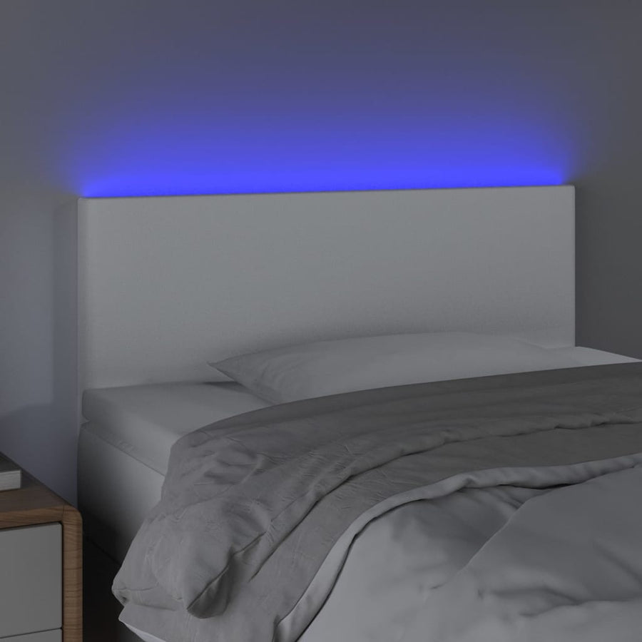 Hoofdbord LED 90x5x78/88 cm kunstleer wit 90 x 5 x 78/88 cm Wit