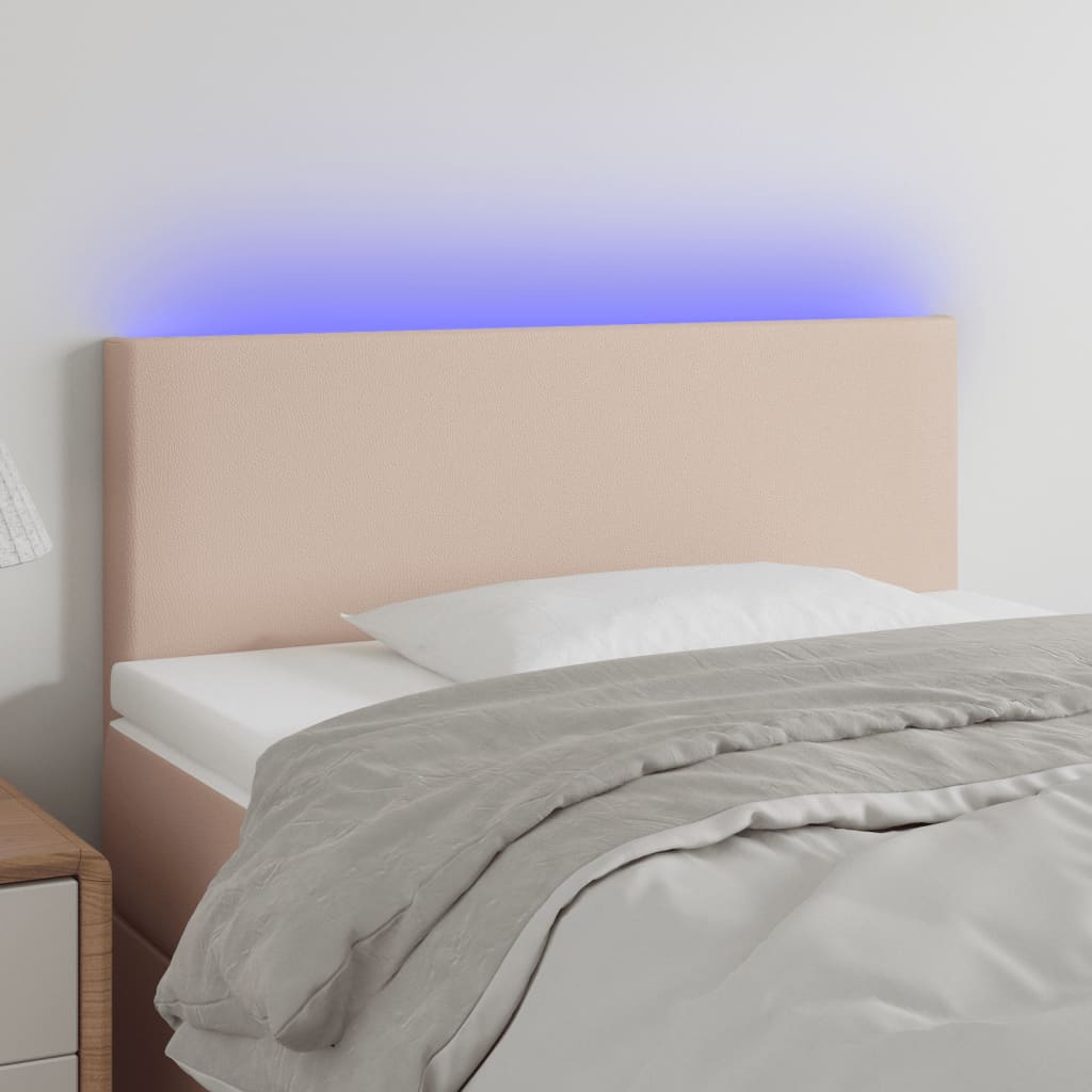 Hoofdbord Led Kunstleer Kleurig 90 x 5 x 78/88 cm Cappuccino