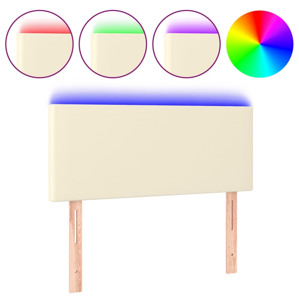 Hoofdbord LED 100x5x78/88 cm kunstleer crèmekleurig 100 x 5 x 78/88 cm Crème
