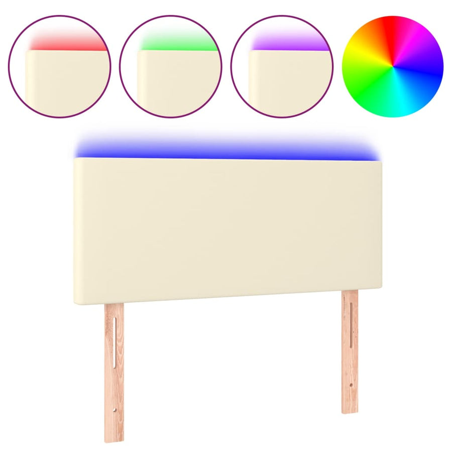 Hoofdbord LED 100x5x78/88 cm kunstleer crèmekleurig 100 x 5 x 78/88 cm Crème