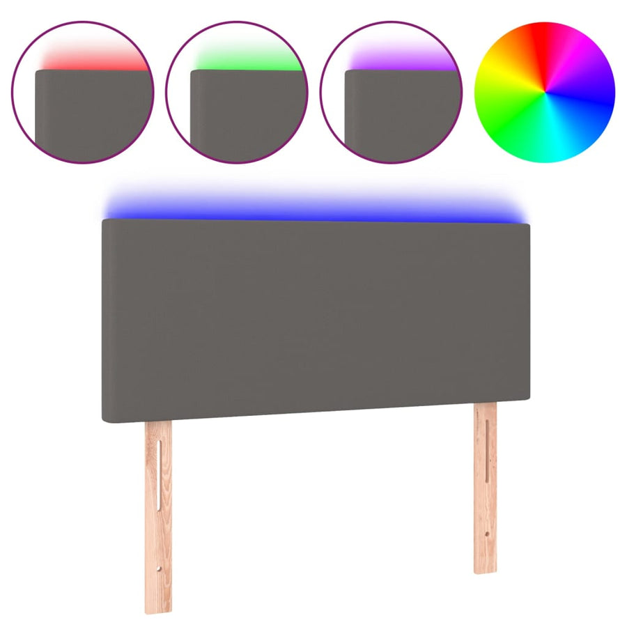 Hoofdbord LED 100x5x78/88 cm kunstleer grijs 100 x 5 x 78/88 cm Grijs
